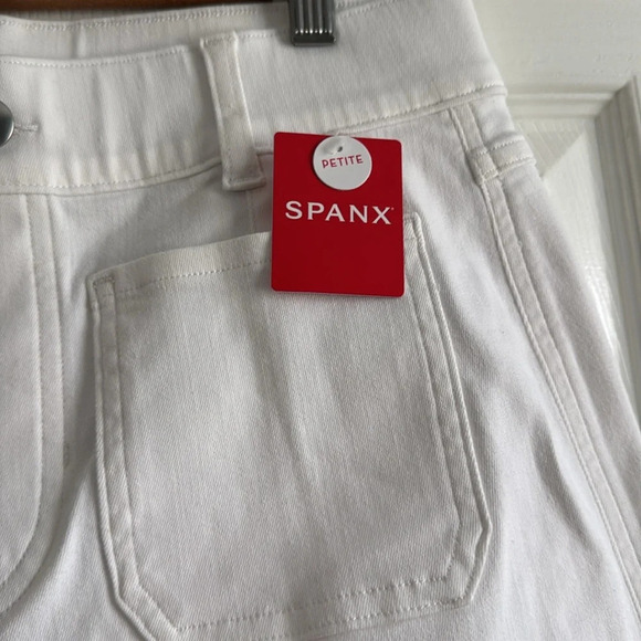 SPANX | Cropped Wide Leg Pants | Size MP | Stretch Pull On Shaping Bone White - Picture 2 of 6